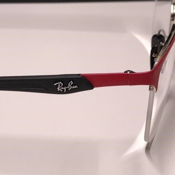 New Authentic Ray-Ban Ferrari RX8416M Eyeglasses – Matte Red on Silver, - Picture 8 of 12